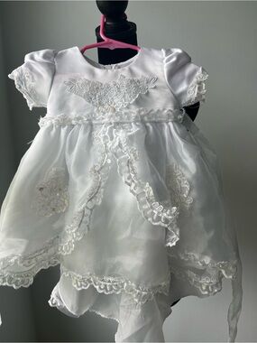 Classic White Lace Baby Dress - Elegant Christening or Special Occasion